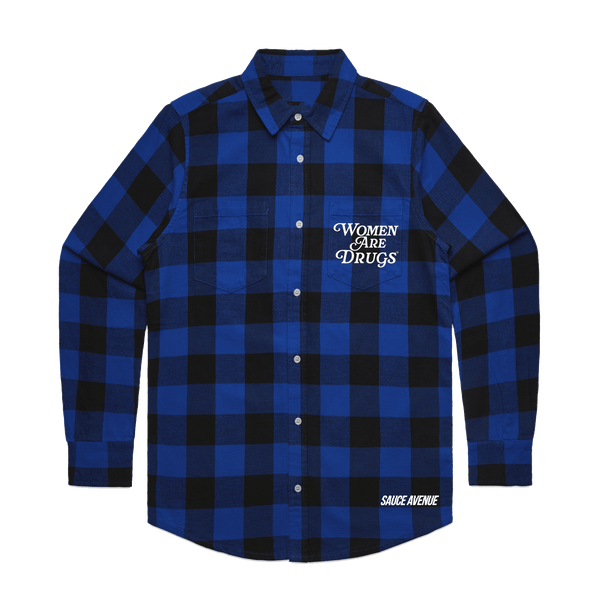 Women Are Drugs (WH) | Royal Blue Flannel Shirt