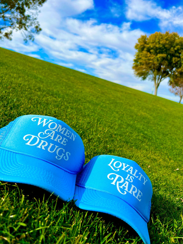 Women Are Drugs (WH) | Sky Blue Trucker Hat