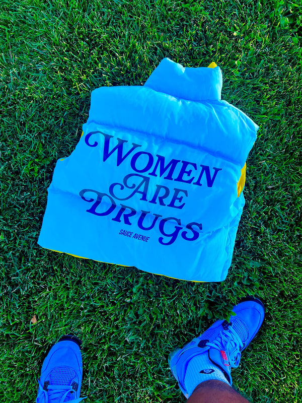 Women Are Drugs (Holo) | Puffer Reversible Cropped Vest (Women's)