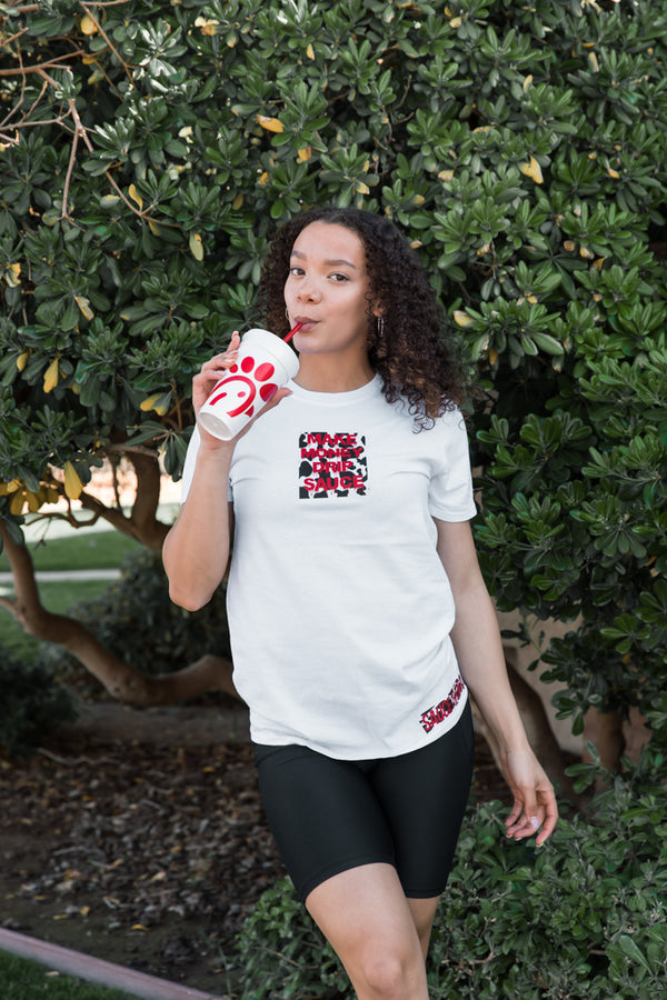 Cow Print MMDS | White Tee (Chick-fil-A)- Sauce Avenue