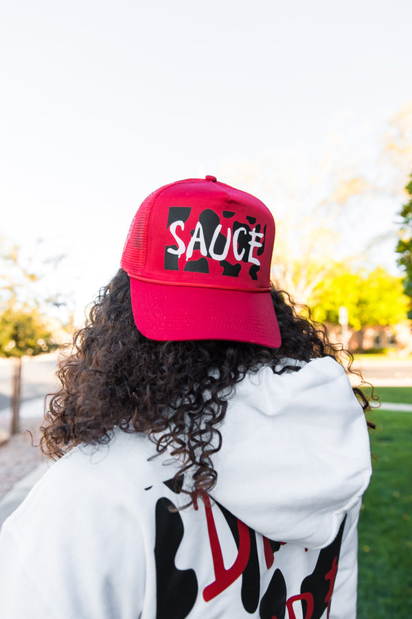 Cow Print Sauce V2 | Red Mesh-Back Trucker Hat (Chick-fil-A)- Sauce Avenue