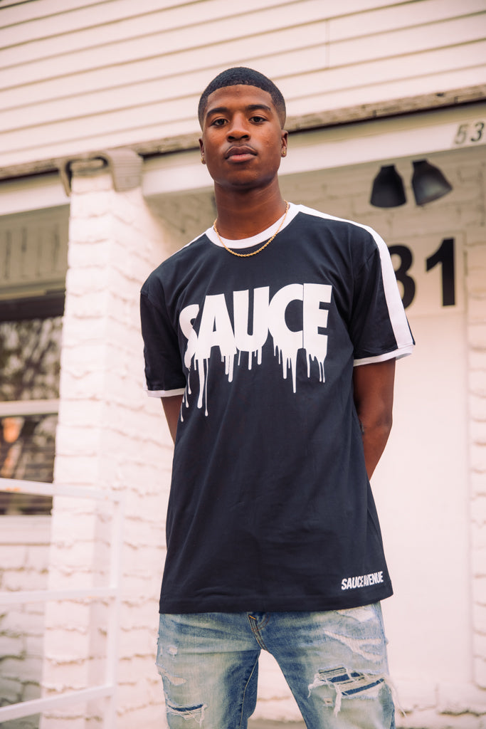 White Sauce | Black Solid/White Jersey Tee - Sauce Avenue