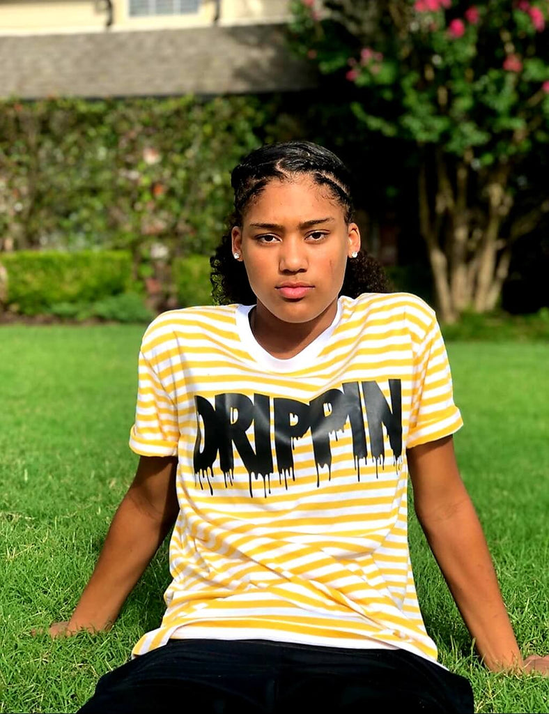 Black Drippin | White/Yellow Stripe Tee - SOLD OUT - Sauce Avenue