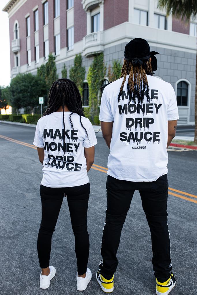 Black Make Money Drip Sauce | White Tee - Sauce Avenue