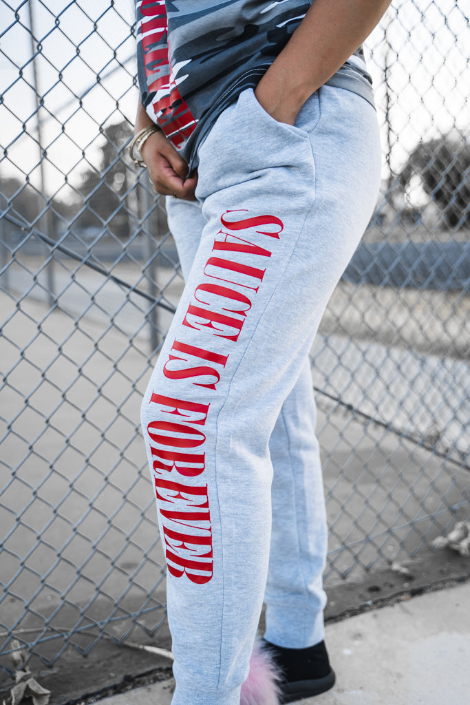 Red Sauce Is Forever | Heather Gray Joggers (LOVE Pocket) - Sauce Avenue