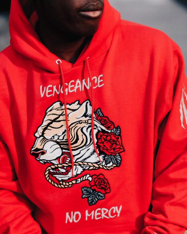 Vengeance/No Mercy Tiger | Red Hoodie - Sauce Avenue