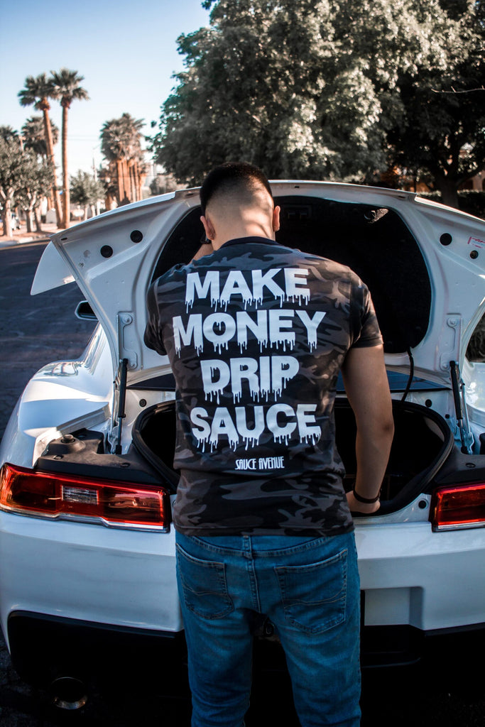 Make Money Drip Sauce | Black Camo Tee - Sauce Avenue