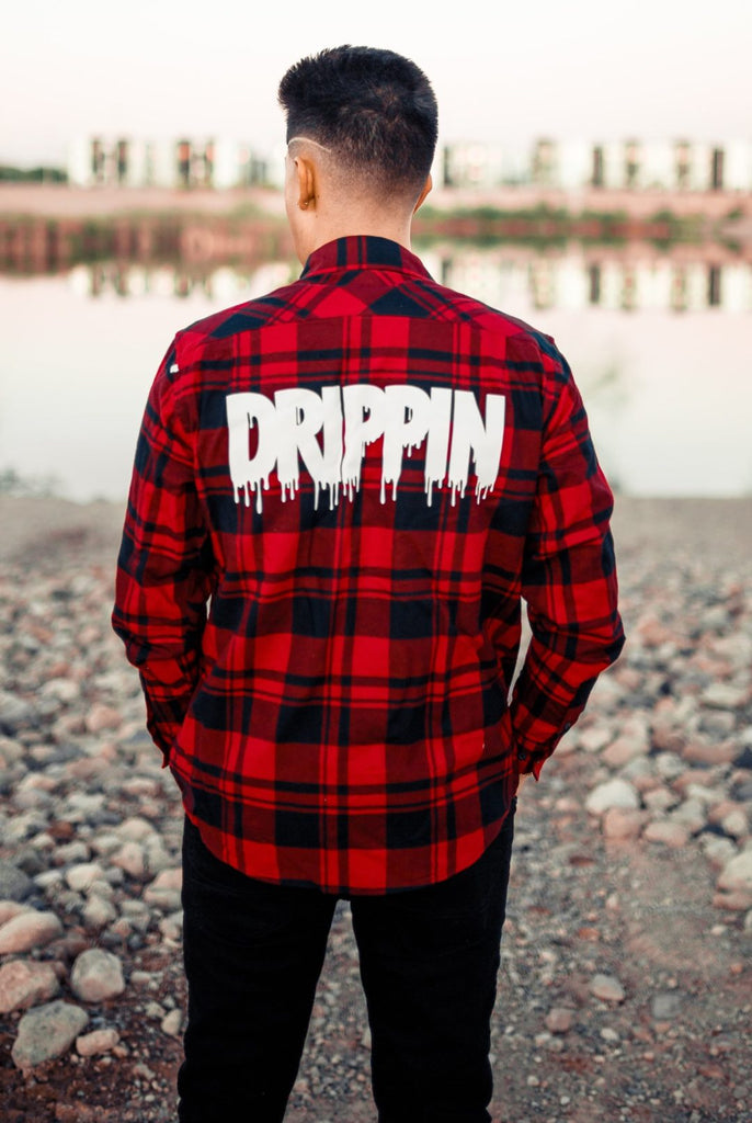 White Drippin | Red Flannel Shirt (Curve Front) - Sauce Avenue