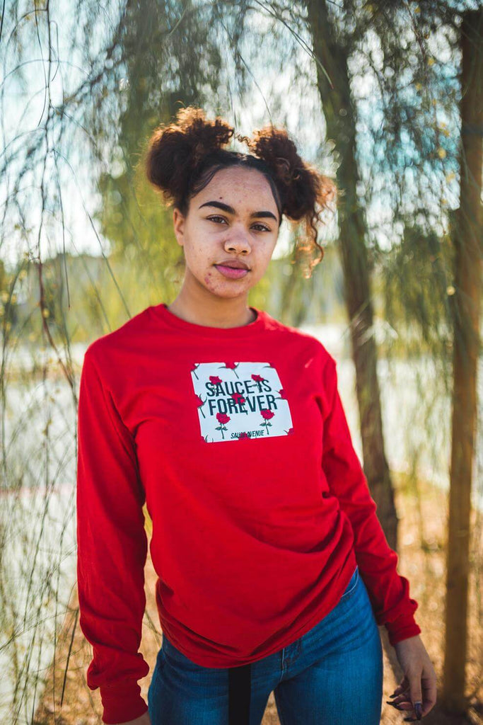 Sauce Is Forever (White Rose Box) | Red Long Sleeve Tee - Sauce Avenue