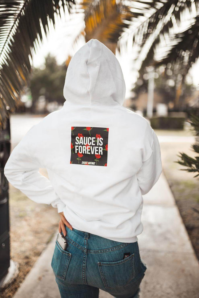 Sauce Is Forever (Black Rose Box) | White Zip Up Jacket - Sauce Avenue