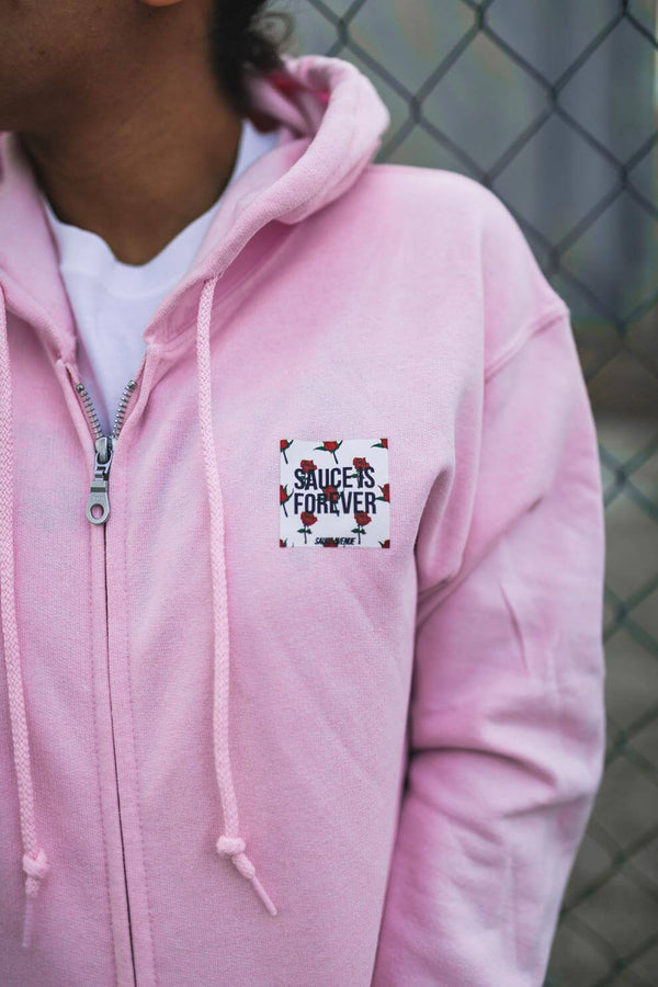 Sauce Is Forever (White Rose Box) | Light Pink Zip Up Jacket - Sauce Avenue