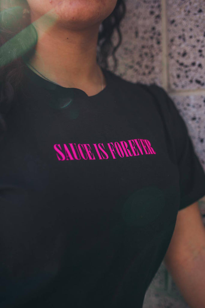 Neon Pink Sauce Is Forever (S) | Black Tee - Sauce Avenue
