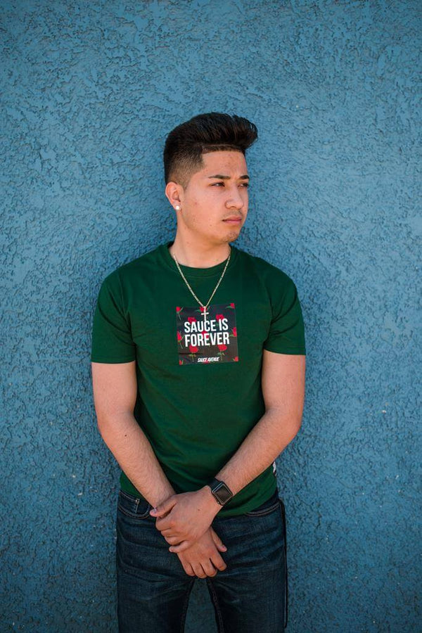 Sauce Is Forever (Black Rose Box) | Forrest Green Tee - Sauce Avenue