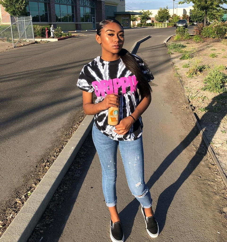 Pink Drippin | Twisted Black Tee - Small - Sauce Avenue