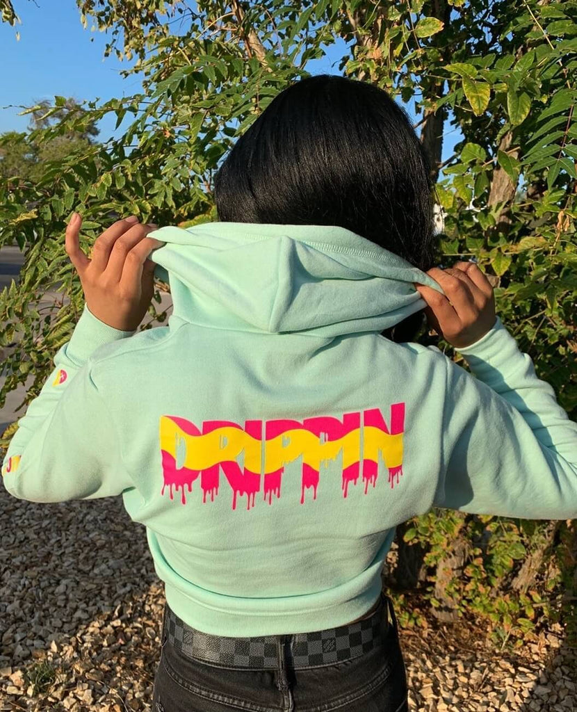 Pink Lemonade Drippin | Mint Cropped Zip Up Jacket - SOLD OUT - Sauce Avenue
