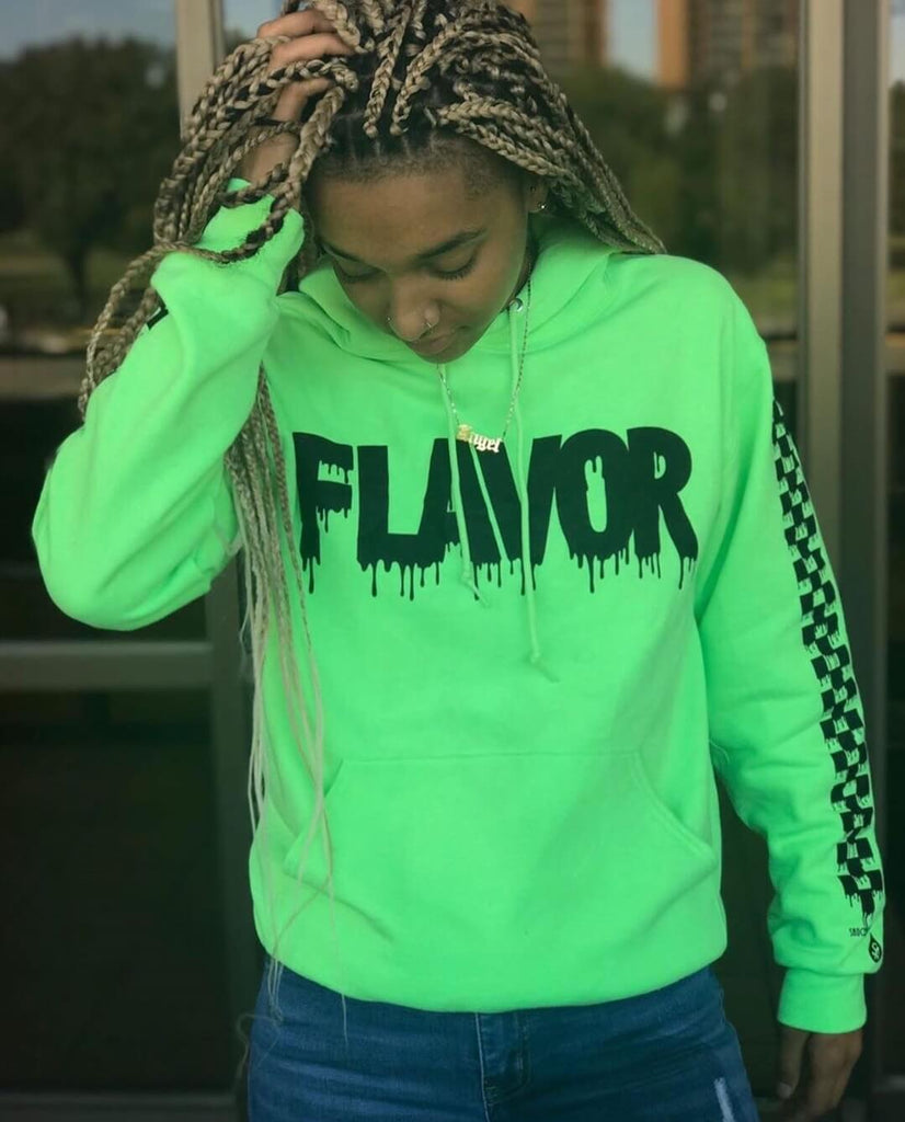 Black Flavor | Slime Hoodie (Solid Checkered Drippin Sleeve) - Sauce Avenue