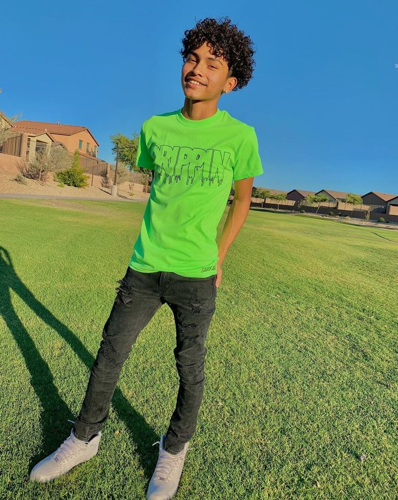 Black Drippin Outline | Lime Green Tee - Sauce Avenue