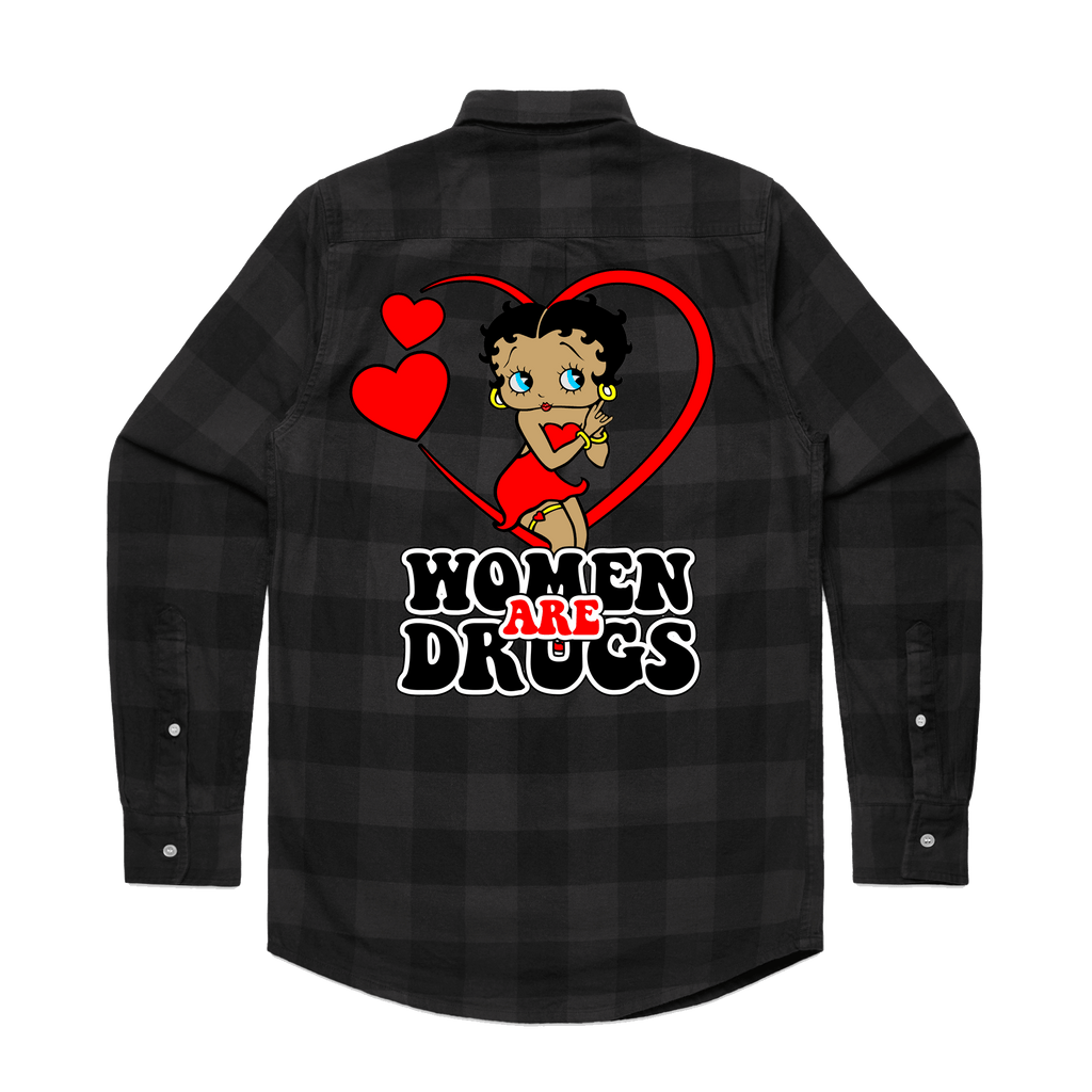 Women Are Drugs (BB Boop) | Grey/Black Flannel Shirt