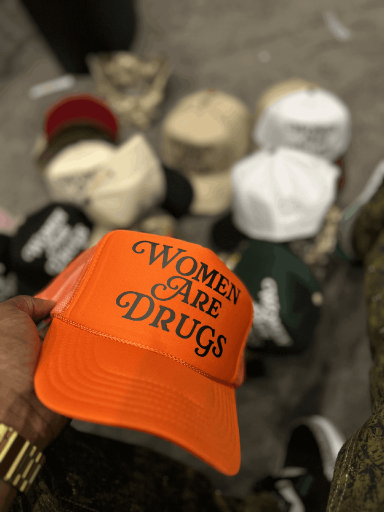 Women Are Drugs (BK) | Orange Trucker Hat