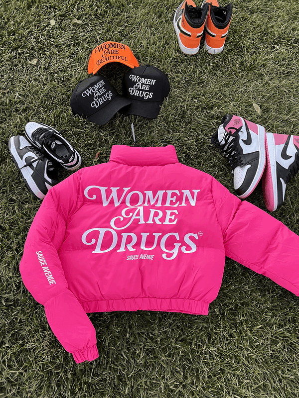 Women Are Drugs (WH) | Hot Pink Crop Puffer Coat