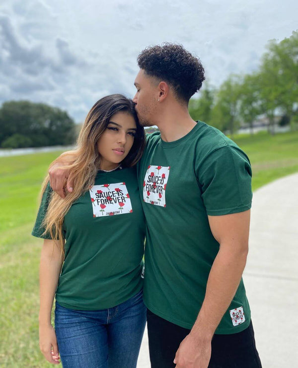 Sauce Is Forever (White Rose Box) | Forest Green Tee - Sauce Avenue