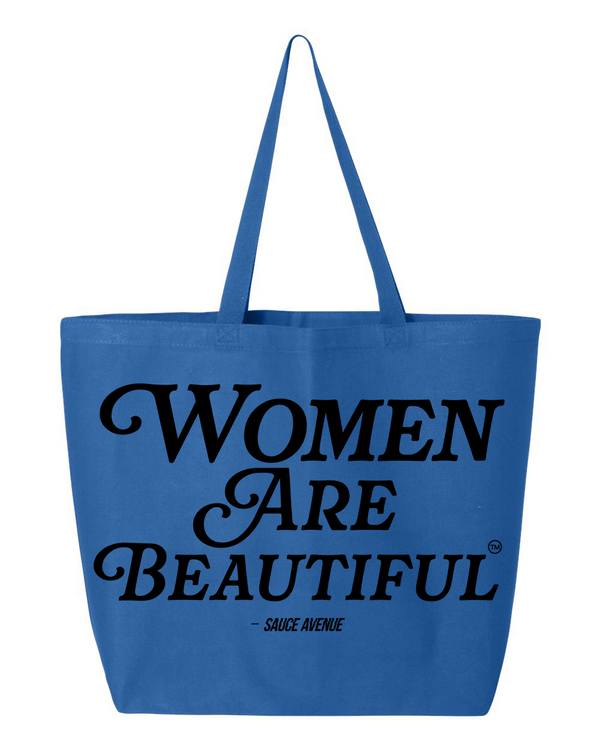Women Are Beautiful | Blue Jumbo Tote Bag - Black - Sauce Avenue