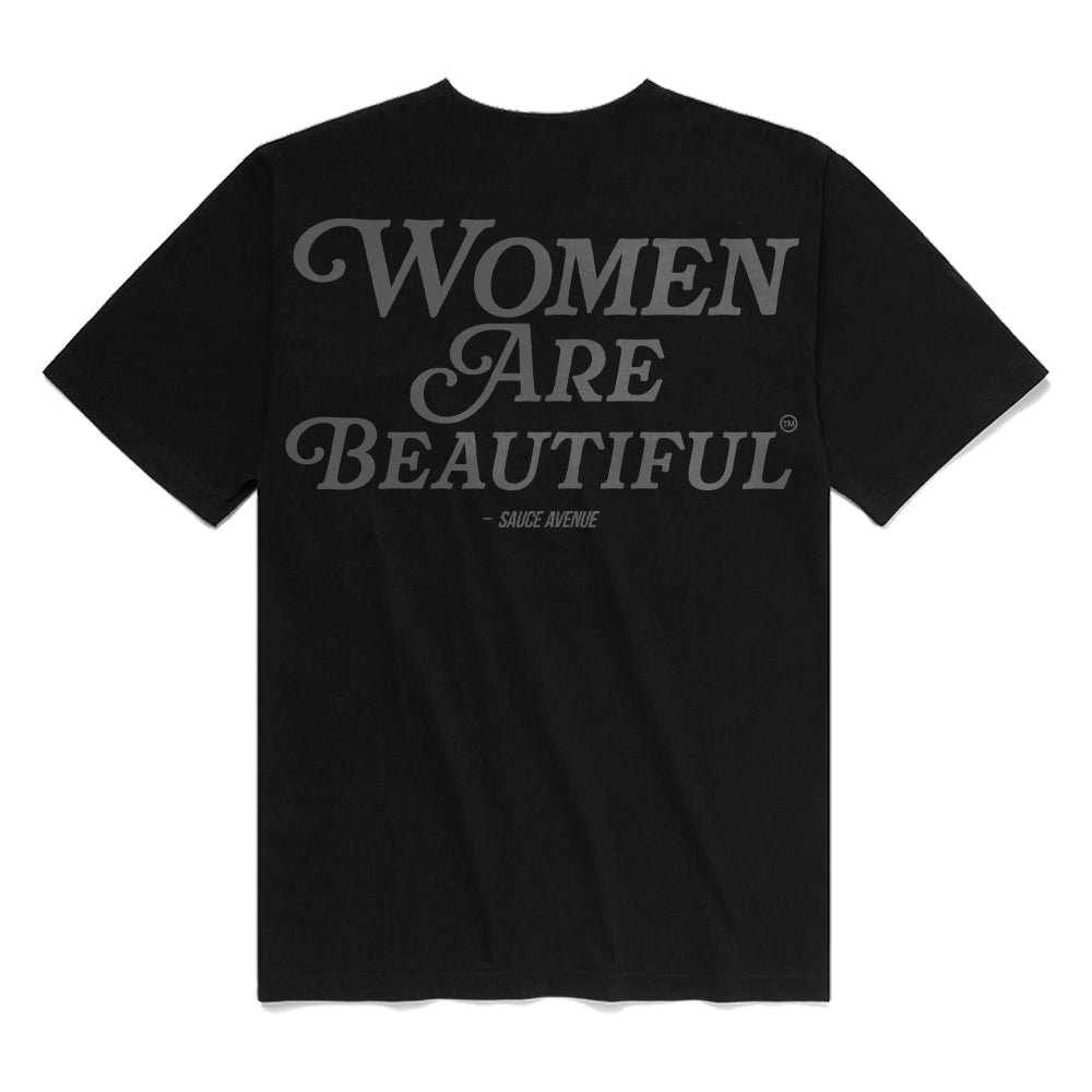 Women Are Beautiful | Black Tee (GY) - Sauce Avenue