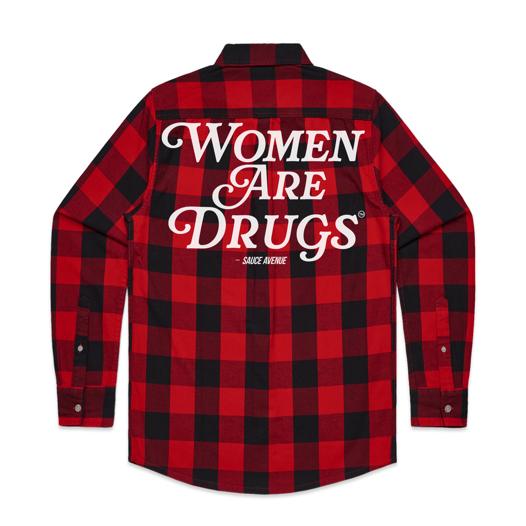 Women Are Drugs | Red Flannel Shirt (W) - Sauce Avenue