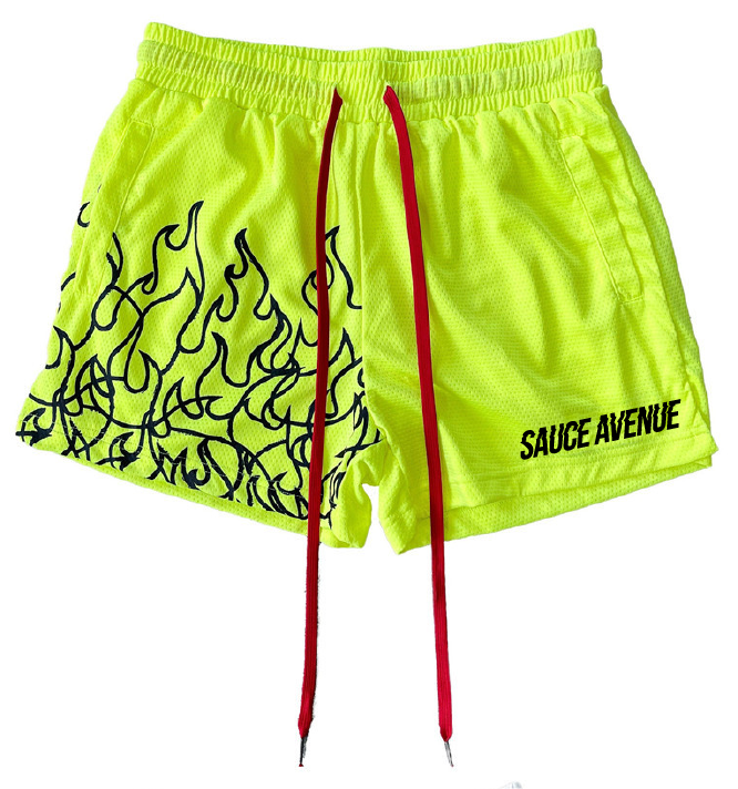 SA (BK) | Neon Flame Mesh Shorts