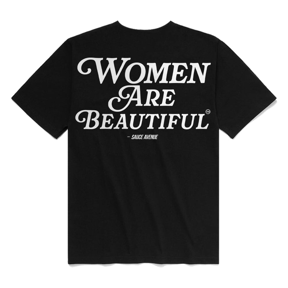Women Are Beautiful | Black Tee (W) - Sauce Avenue