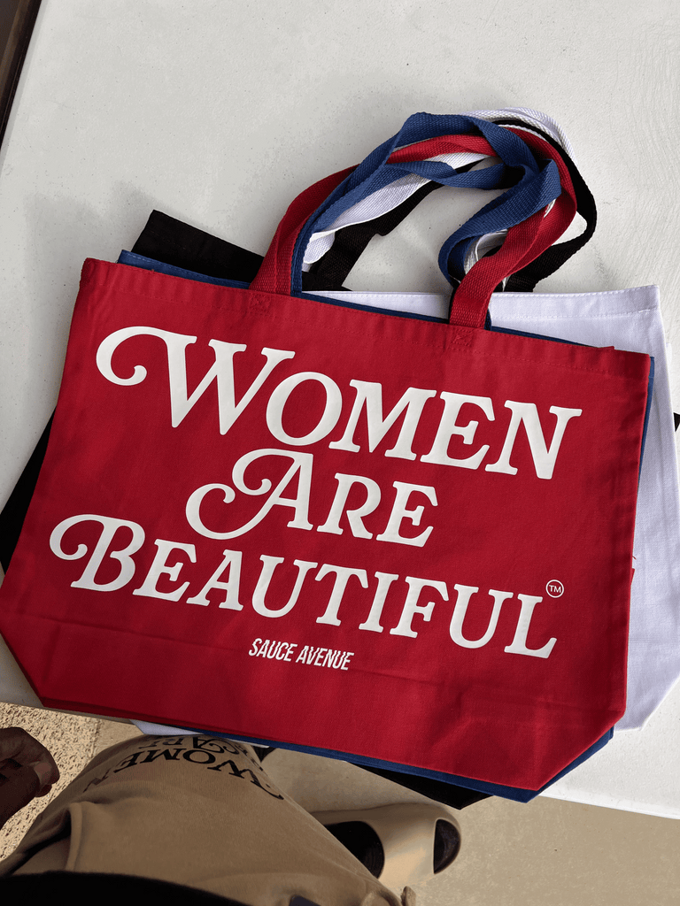Women Are Beautiful | Red Jumbo Tote Bag - Sauce Avenue