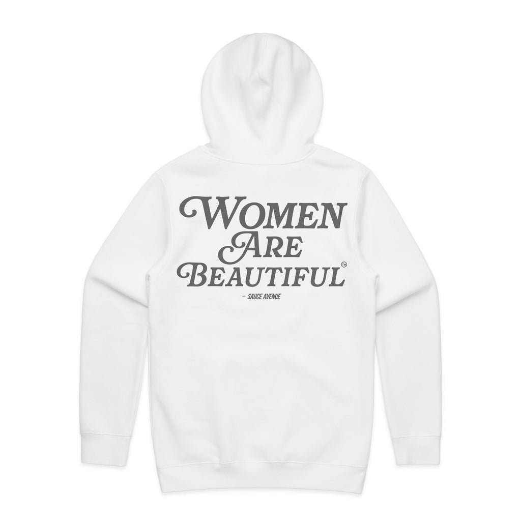 Women Are Beautiful | White Hoodie (GY) - Sauce Avenue