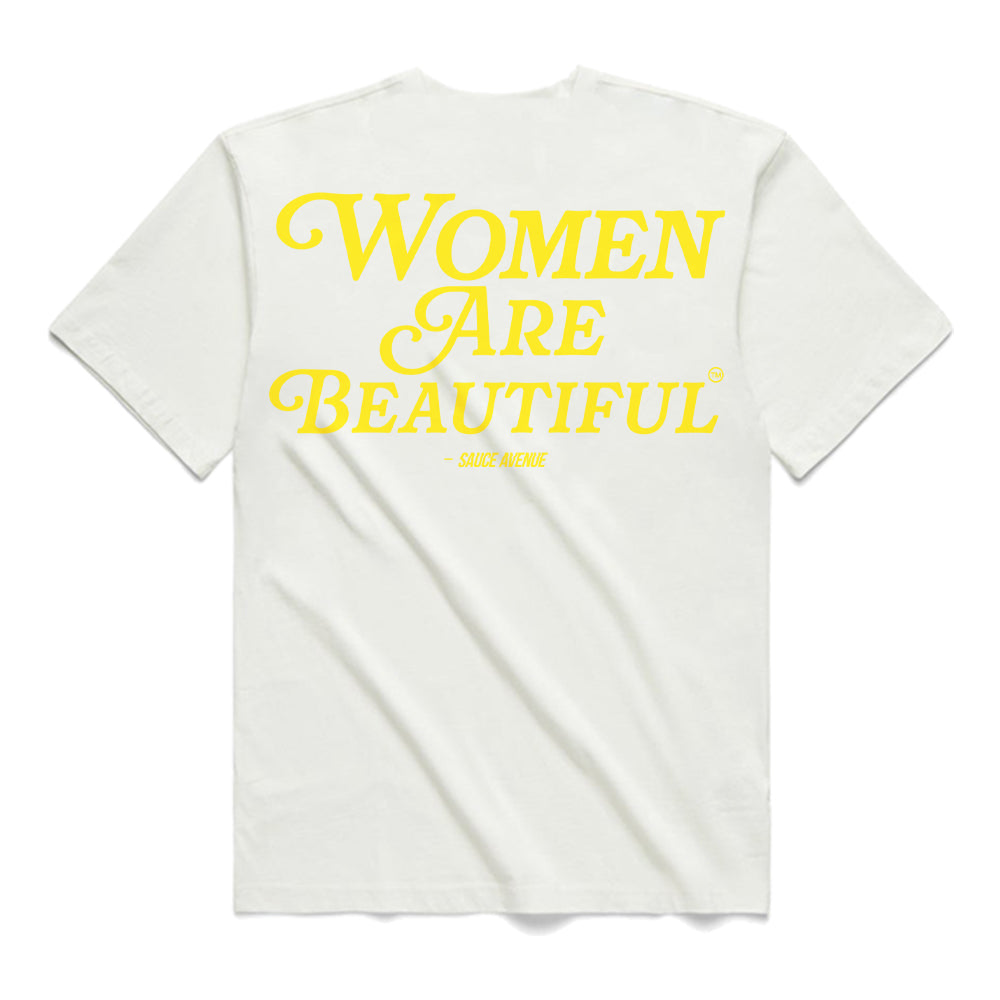 Women Are Beautiful | White Tee (Y) - Sauce Avenue