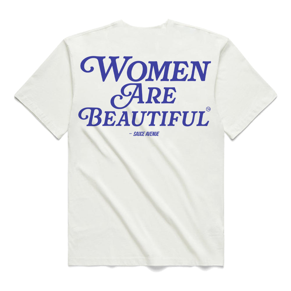 Women Are Beautiful | White Tee (BL) - Sauce Avenue
